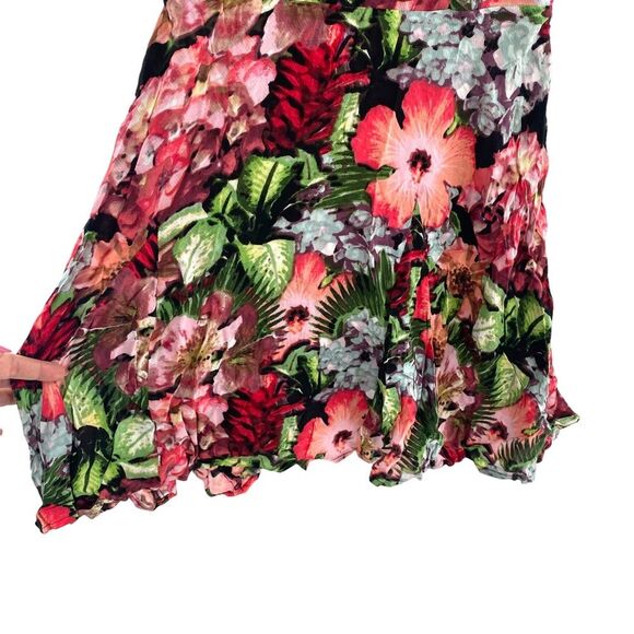 Jack Vintage Hawaiian Hibiscus Cutout Fit and Flare Dress Size 2 Red Black Green - Picture 4 of 10